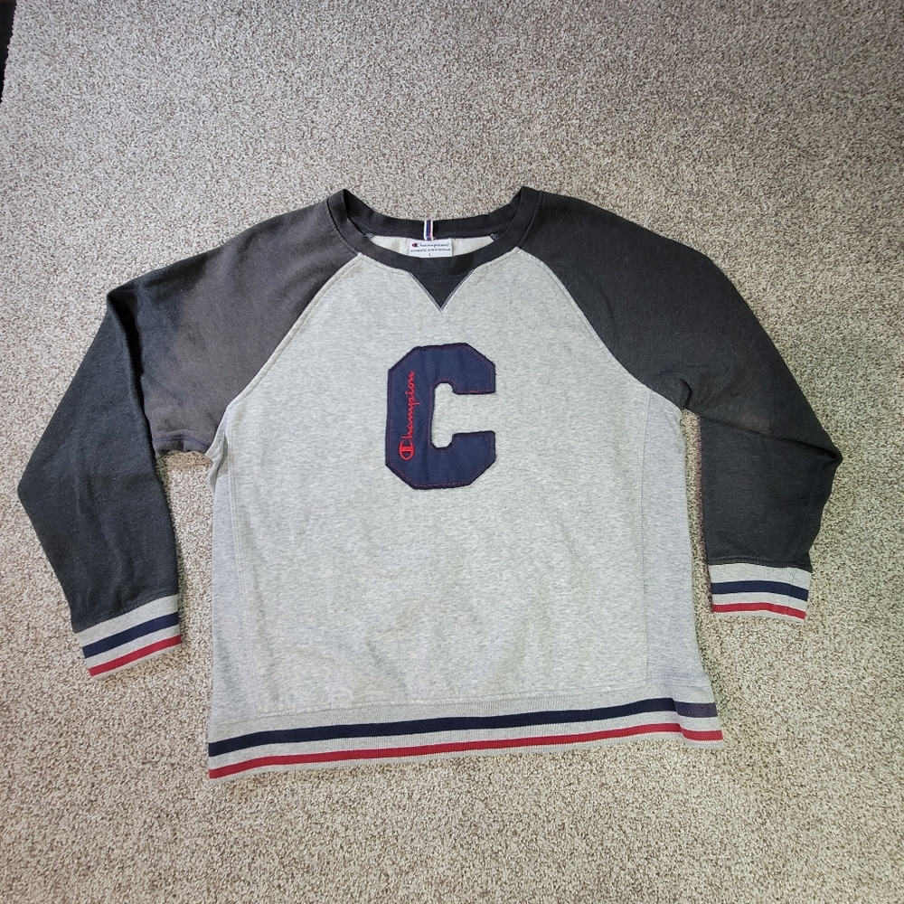Vintage Champion Sweater Womens Large Gray‎ Pullover Sweatshirt Athleisure
